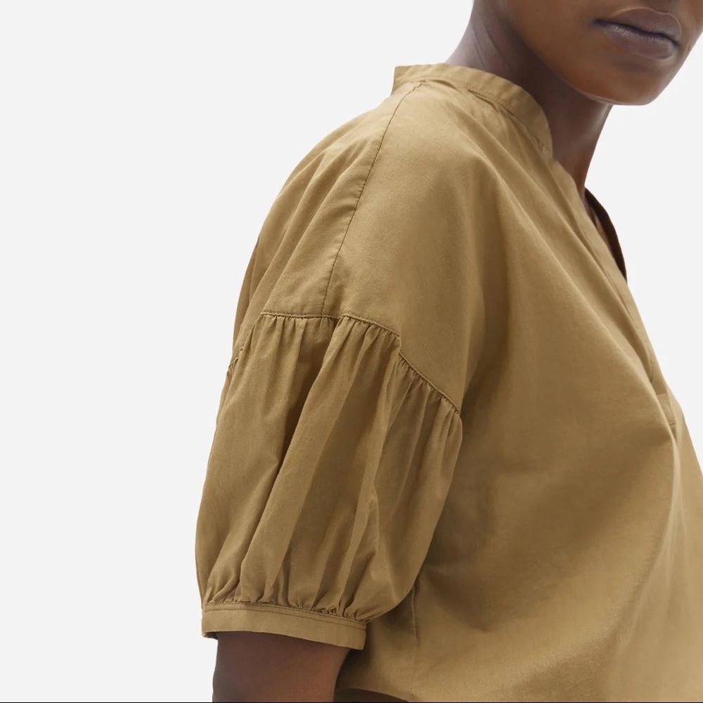 Everlane Split-Neck Puff-Sleeve Shirt